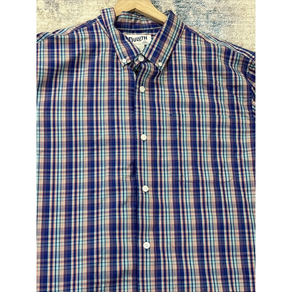 Duluth Trading Co Men's XL Plaid‎ Short Sleeve Button Up Outdoors Coastal Casual